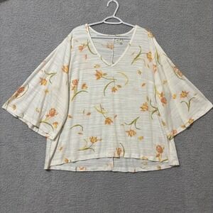 Flowy Floral Blouse 3X Lightweight Casual Spring Summer Top
Bell Sleeve V-Neck